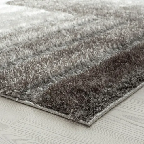 Vista 4 de LUXE WEAVERS Lantanas Collection 7072 - Alfombra geométrica moderna de pelo largo gris de 8 x 10 pies