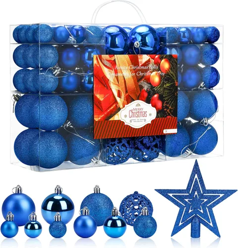 Vista 15 de Aitsite Juego de 100 adornos para árbol de Navidad, miniesferas inastillables para decoración de Navidad (negro)