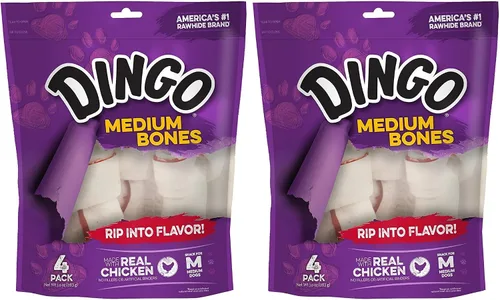 Vista 5 de Dingo Huesos medianos premium, cuero crudo para perros, hechos con pollo real
