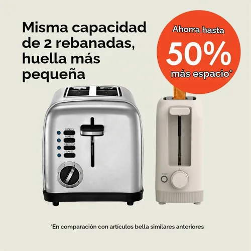 Vista 2 de bella Tostadora delgada de 2 rebanadas, utensilios de cocina Fits-anywhere™, control de tostado de 6 ajustes con botones de recalentamiento