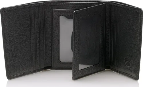 Vista 14 de Stealth Mode cartera de cuero RFID plegable para hombres con soporte para identificación abatible, Negro, Talla única