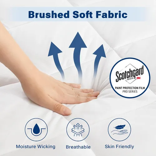Vista 4 de Sleep Philosophy - Protector de colchón impermeable tamaño completo, funda de colchón acolchada y ajustada de microfibra, con 3M Scotchgard