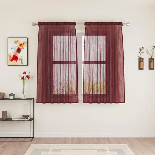Vista 81 de UPOPO Paneles de Cortina Beige Pequeños Cortinas Transparentes de Gasa de 16 Pulgadas de Largo Cortinas de Cocina de Voile con Textura de Lino