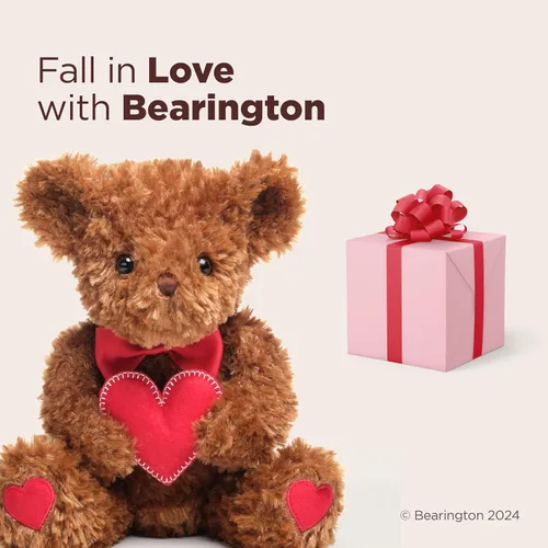 Vista 5 de Bearington I Love You More Oso de San Valentín - Oso de peluche de San Valentín suave y tierno de 6" con pelaje esponjoso - Adorable oso de peluche