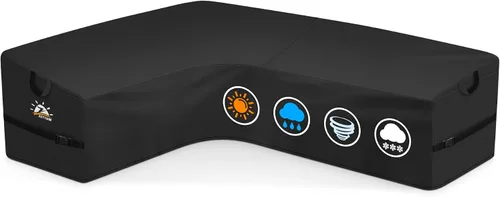 Vista 11 de Zettum Funda seccional en forma de L para exteriores, funda de sofá modular 600D para patio, fundas impermeables para muebles de patio para sofá
