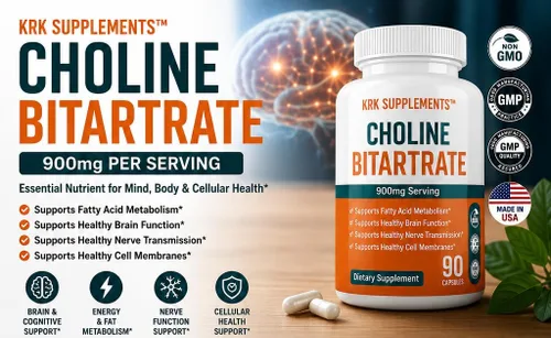 Vista 3 de Bitartrato de colina 900 mg por porción 90 cápsulas KRK SUPPLEMENTS