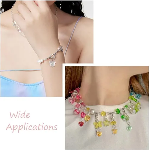 Vista 5 de Cheriswelry 96 dijes de cristal de mariposa transparente facetados, colgantes de corazón de amor, adornos colgantes de 51.732 in para hacer aretes