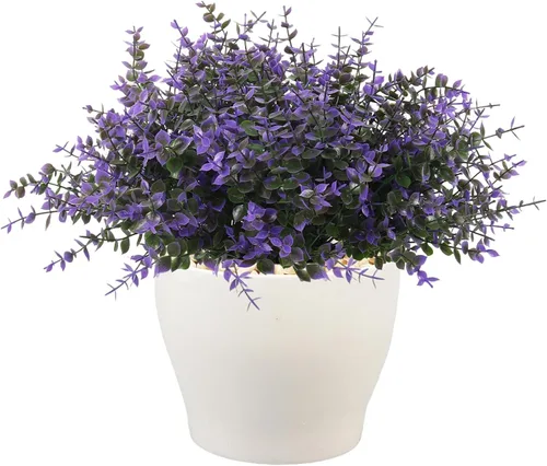 Vista 31 de RECUTMS - Flores artificiales, 12 plantas sintéticas para exteriores, resisten rayos ultravioleta, arbustos para interiores y exteriores, maceta