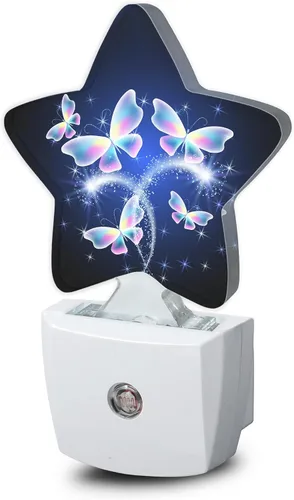 Vista 15 de Luces nocturnas con notas de arco iris, lámpara de pared enchufable, sensor inteligente del atardecer al amanecer para decoración del hogar