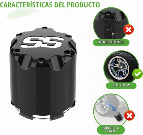 Vista 5 de 10L0L - Juego de cubiertas de tapa central para ruedas de carrito de golf universal SS para EZGO, Club Car, Yamaha, 4 piezas (negro)