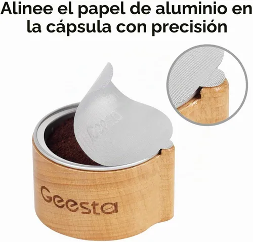 Vista 3 de GEESTA Kit de sellos de papel de aluminio reutilizables compatible con cápsulas Nespresso Vertuoline