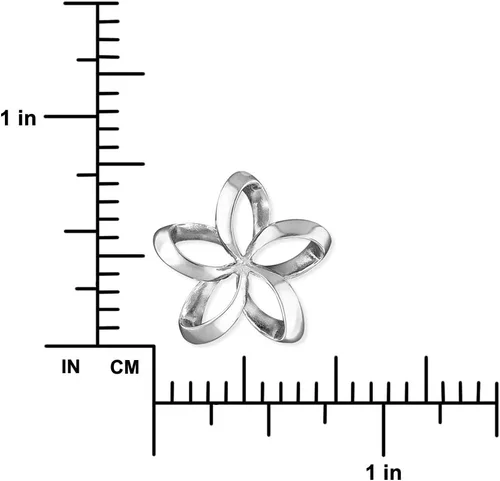 Vista 3 de Sterling Silver 19mm Open Plumeria Pendant Necklace, 16+2" Extender