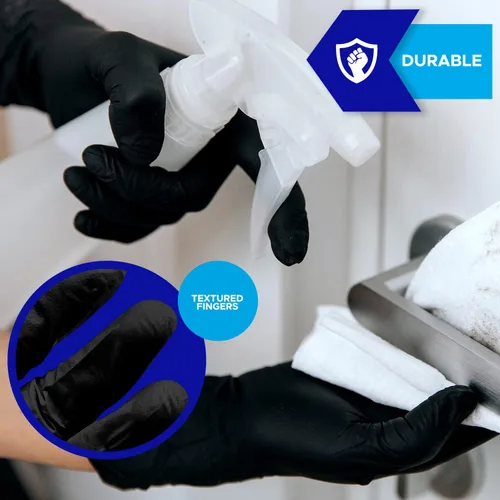 Vista 4 de Guantes de nitrilo Negro 3 mil Sin látex, sin polvo SK-1009-NEF-BK