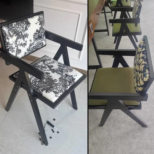 Vista 9 de YVYKFZD Juego de sillas de comedor de madera maciza, sillas de cocina sin brazos, silla de comedor tapizada con respaldo, sillón de terciopelo