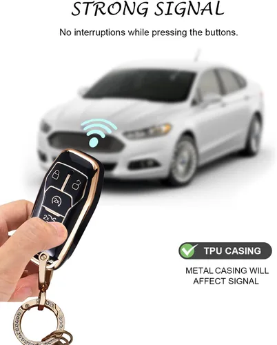 Vista 3 de for Ford Key Fob Cover Compatible with Explorer Edge Fusion MKZ MKC MKX 5 Buttons, Soft TPU Shells with Car Sticker