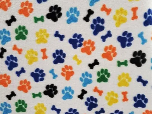 Vista 6 de Tela de invierno con estampado de forro polar, multicolor, diferentes tamaños, 58 pulgadas de ancho, se vende por yarda (negro, variedad de patas)