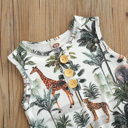 Vista 5 de Mameluco de una sola pieza para bebé recién nacido, ropa de dinosaurio, sin mangas, mameluco de una sola pieza