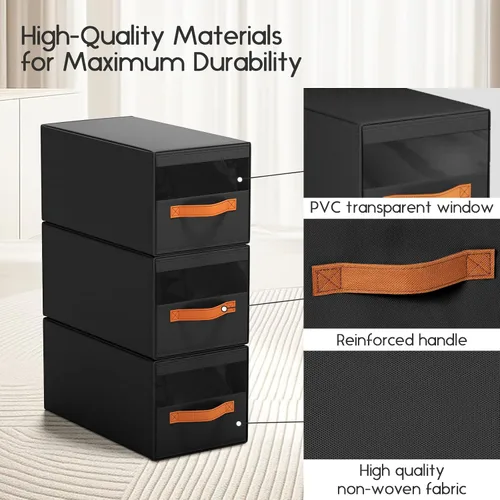 Vista 5 de Homsorout Organizador de sombreros para gorras de béisbol, paquete de 3 cajas de almacenamiento extraíbles con ventana transparente, soporte