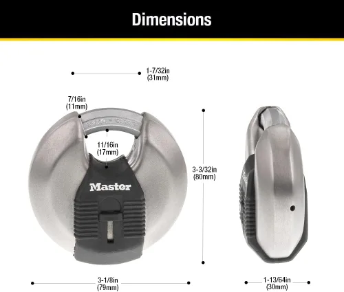Vista 11 de Master Lock M50XD Magnum Candado de Disco de Acero Inoxidable de Servicio Pesado con Llave
