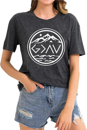 Vista 3 de God is Greater Than The High and Lows - Camiseta de manga corta para mujer diseño gráfico inspirador de montaña cristiana