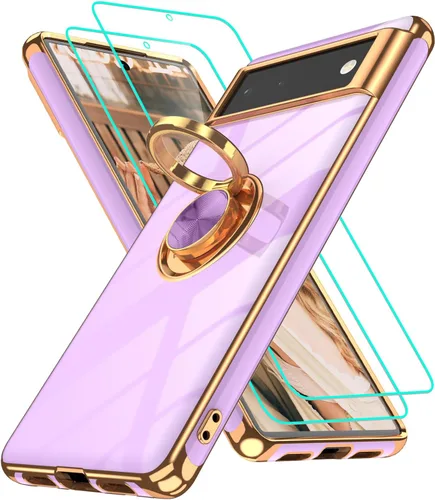 Vista 263 de Funda para Motorola Moto G 5G 2024: Funda Moto G Play 5G 2024 con 2 piezas de protectores de pantalla, soporte de anillo de rotación de 360°