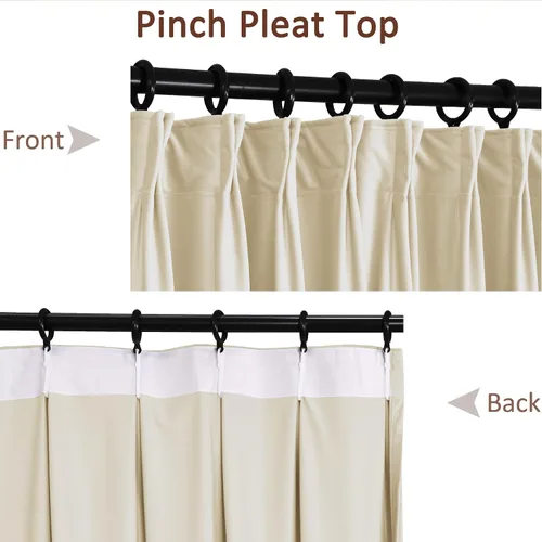 Vista 2 de Fcosie Cortinas plisadas de terciopelo para dormitorio y sala de estar, cortinas de ahorro de energía para ventana lateral estrecha/puerta, 27 Beige