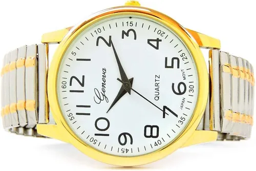 Vista 4 de Reloj de banda elástica fácil de leer con cara grande de 2 tonos