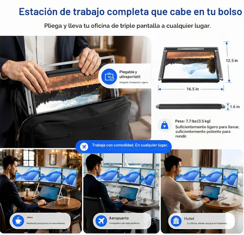 Vista 6 de TriCreate 16 FHD 16" Triple Monitor Extensor portátil
