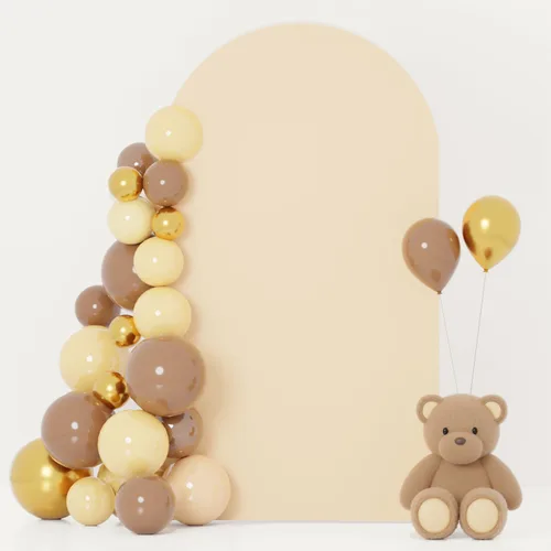 Vista 4 de FOTSHARER Cubierta para arco de boda, cubierta de arco de globo beige de 2.6 x 6 pies, cubiertas de fondo de arco de arco de elastano boho Chiara