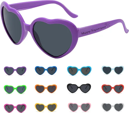 Vista 12 de Gafas de sol personalizadas en forma de corazón a granel personalizadas para boda, cumpleaños, Navidad, despedida de soltera regalos