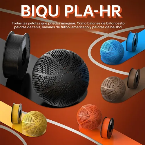 Vista 7 de BIQU PLA-HR filamento de impresora 3D flexible específicamente para imprimir balones de baloncesto sin aire, carrete de 1.75mm 1KG (2.2lbs)