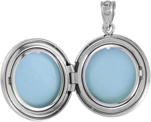 Vista 2 de Collar redondo de plata de ley de 34 pulgadas para mujer Starburst Set de borde grabado, 15.7-19.7in