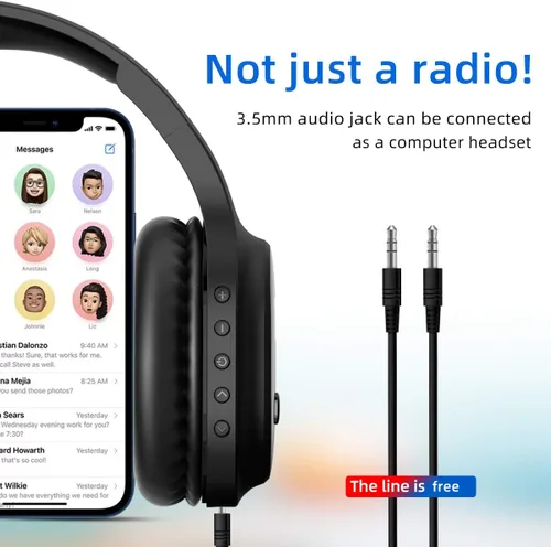 Vista 5 de Audífonos de Radio FM Personales Recargables y Portátiles con Mejor Recepción, Auriculares Inalámbricos con Protectores Auditivos para Correr