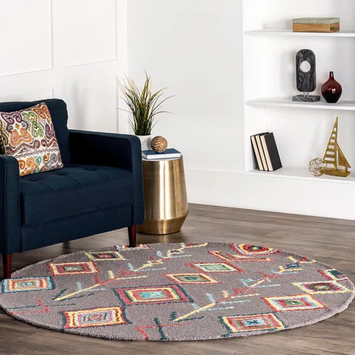 Vista 24 de NuLOOM Belini Alfombra de lana con acento a mano, 2 pies x 3 pies, color marfil Nuloom Belini Trellis - Alfombra de lana para sala de estar