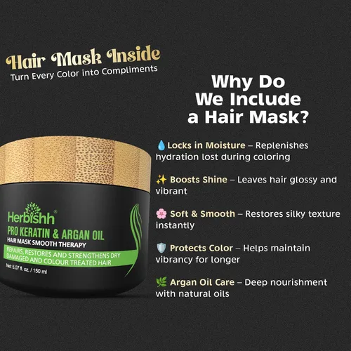 Vista 3 de Paquete combinado – 2 unidades de champú de color de cabello Herbishh + 1 máscara de cabello intenso de argán – Tinte para cabello gris de larga