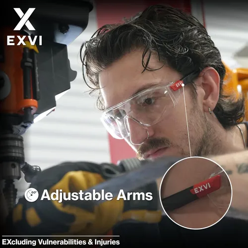 Vista 5 de Anteojos de seguridad SG100 ANSI Z87.1, antivaho y resistentes a los arañazos, protección UV400, ligeros, patillas ajustables, lentes