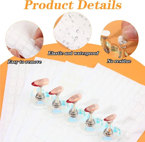 Vista 3 de 1200 calcomanías adhesivas de doble cara para uñas, soporte de uñas transparentes, pestañas adhesivas sin rastro, calcomanías para decoración