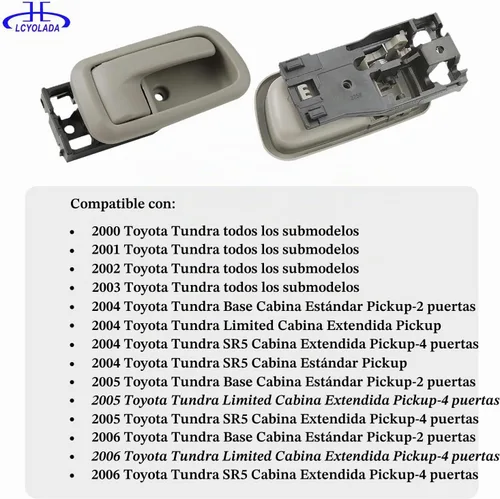Vista 4 de Juego de 4 tiradores para puerta interior con bisel (gris claro) Compatible con Toyota Tundra 2000-2006 (solo cabinas estándar/extendidas), lado