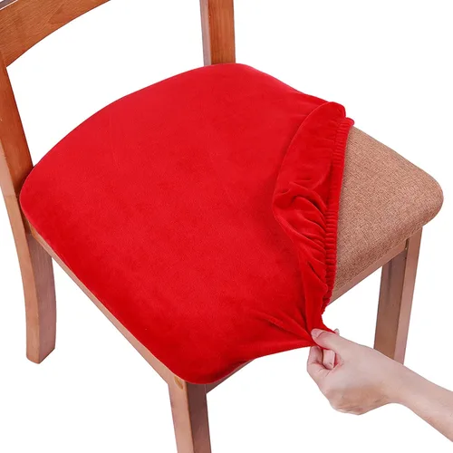 Vista 21 de Smiry - Fundas de asiento de terciopelo para silla de comedor, juego de 2, ajuste elástico, extraíbles y lavables, fundas protectoras de cojín