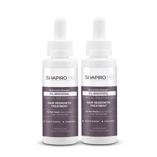 Vista 10 de Shapiro MD Hair Growth Experts Minoxidil Solución tópica al 5% para el crecimiento del cabello de los hombres, el suero promueve el crecimiento