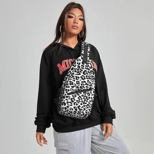Vista 5 de Mochila cruzada para hombres y mujeres, bolsa de pecho, bolsa de hombro, una correa, mochila de viaje para senderismo, Leopardo de nieve, Mochilas