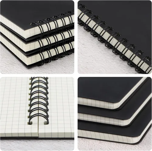 Vista 5 de EUSOAR Cuaderno de espiral de papel cuadriculado, B5, paquete de 3 unidades de 7.3 x 10.2 pulgadas, 120 páginas, cuaderno de papel de tapa dura