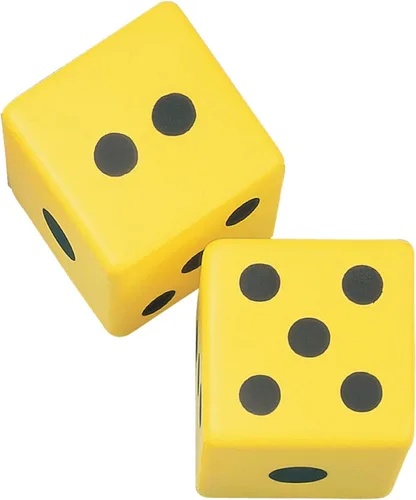 Vista 6 de Champion Sports Coated Foam Dice - Soft, Safe & Durable, Ideal for Math, Counting & Games, High-Visibility Yellow with Black Pips - 3 or 6 Inch Pairs