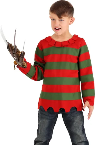 Vista 2 de Camisa de disfraz de Freddy a rayas de terror para disfraz de pesadilla aterradora