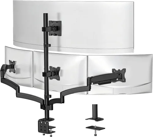 Vista 24 de WALI - Soporte de escritorio para monitor dual para pantallas de 17-32 pulgadas, brazos de monitor dual para 2 monitores, soporta hasta 19.8 lbs