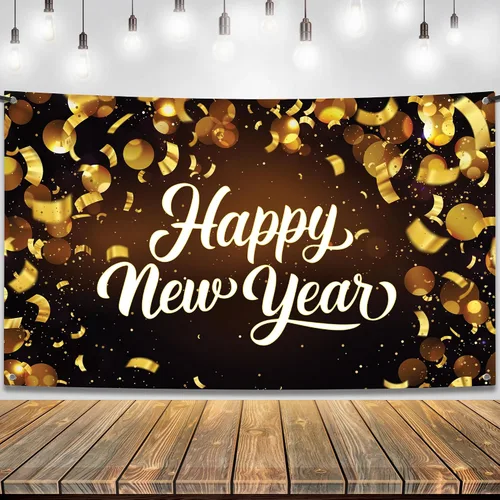 Vista 9 de KatchOn, Cartel XtraLarge de feliz año nuevo – 72 x 44 pulgadas Fondo de fuegos artificiales de Año Nuevo 2026 Decoraciones de Año Nuevo 2026