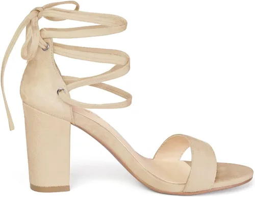 Vista 6 de Allegra K - Sandalias de tacón alto con cordones para mujer