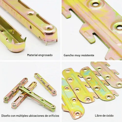 Vista 3 de Juego de 4 soportes para riel de cama, accesorios para marco de cama de madera, cabeceros de cama de 5 pulgadas (tornillos incluidos)