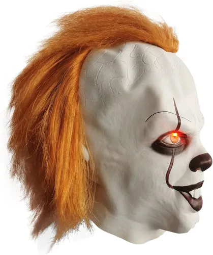 Vista 3 de Máscara de Halloween Malvado Payaso Capítulo dos Látex LED Terror Película Cosplay Cabeza Completa Disfraz Fiesta de Masquerade