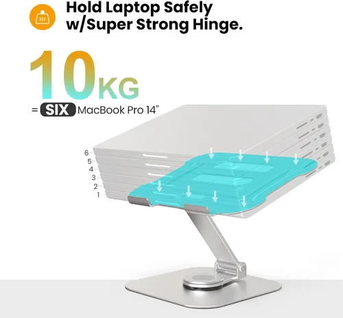 Vista 5 de Soporte para laptop Altura ajustable a 11.8 pulgadas Rotar 360° Plegable Portátil Multi-Ángulo iPad Stand BSL902S